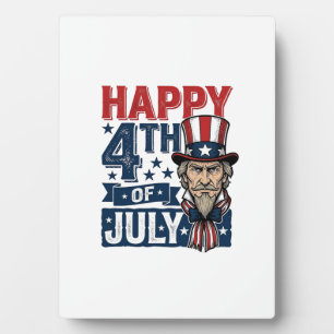Plaque Photo Joyeux 4 juillet vintage oncle patriotique chemise