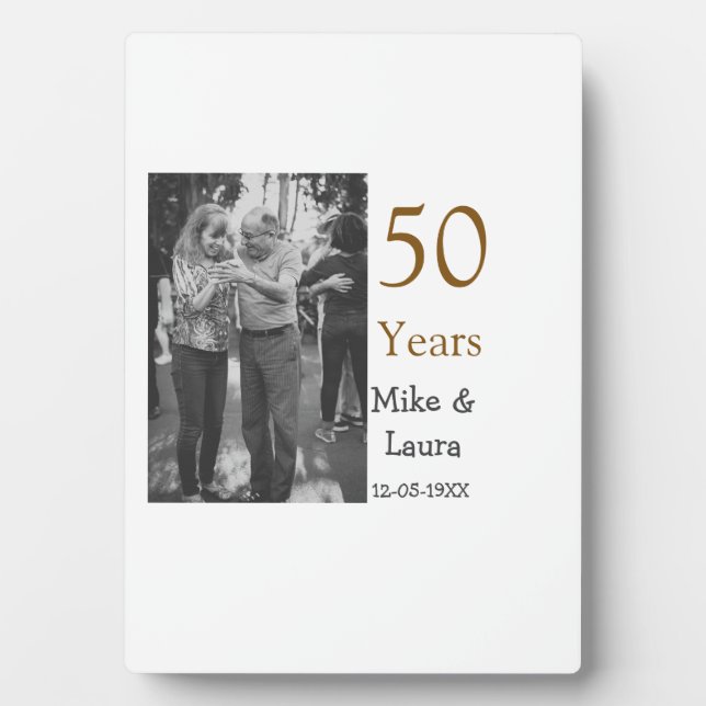 Plaque Photo Joyeux 50e anniversaire nom couple date mariage (Devant)