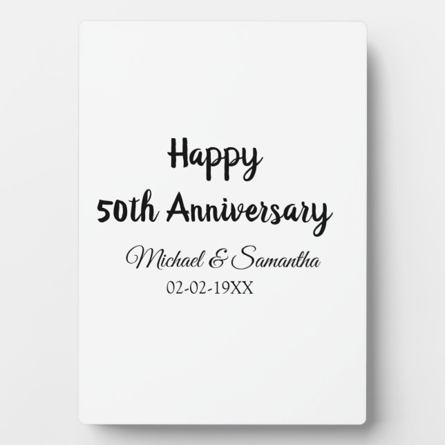 Plaque Photo Joyeux 50e anniversaire nom du couple date mariage (Devant)
