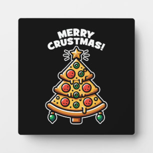 Plaque Photo Joyeux Crustmas Pizza Tree - Noël drôle