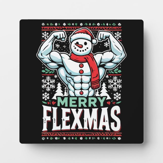 Plaque Photo Joyeux Flexmas - Snowman Flexting Gym de Noël (Devant)