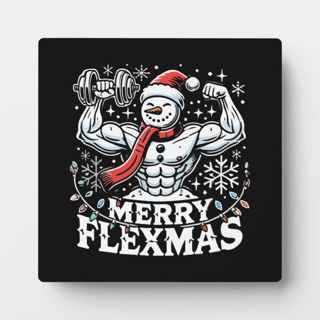 Plaque Photo Joyeux Flexmas - Snowman Flexting Gym de Noël (Devant)