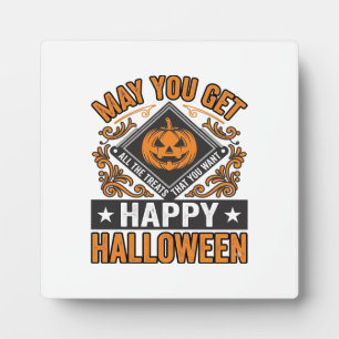 Plaque Photo Joyeux Halloween Citrouille Traitements Vintage