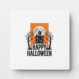 Plaque Photo Joyeux Halloween Maison Hantée Graphique Vintage_1