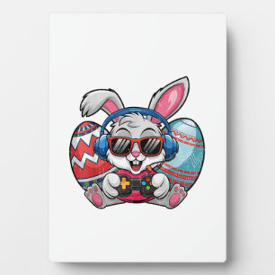 Plaque Photo Joyeux jour de Pâques Lapin mignon jouant au jeu v