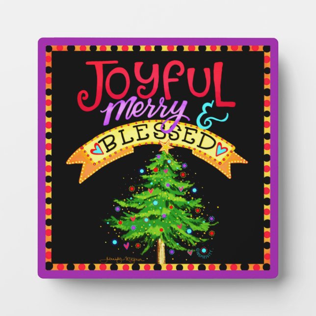 Plaque Photo Joyeux, Joyeux, Heureux, Béni' Inspirété Arbre De  (Devant)