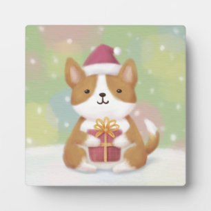 Plaque Photo Joyeux Noël : Corgi Illustration Art