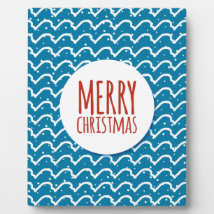 Plaque Photo Joyeux Noël Motif sans couture Texture bleue