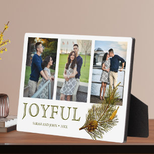 Plaque Photo Joyeux Noël Rustic Pine Sprig Photo Collage