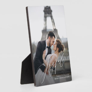 Plaque Photo Joyeux Script Tabletop Easel Photo