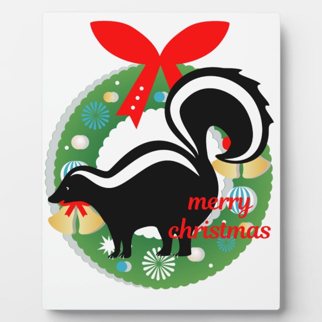 Plaque Photo joyeux skunk de noël (Devant)