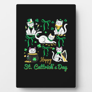 Plaque Photo Joyeux St Cattrick's Day Coquette Bow Chat St Patr