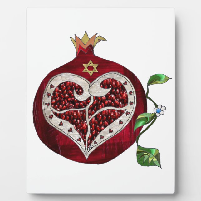 Plaque Photo Judaica Pomegranate Heart Hanoukka Rosh Hashanah (Devant)