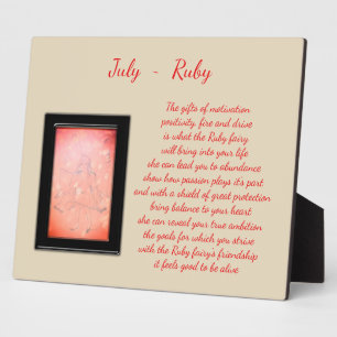 Plaque Photo Juillet Birthstone Ruby
