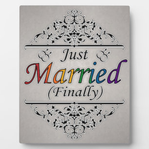 Plaque Photo Juste marié (Enfin) Design Gay pride