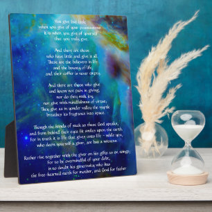 Plaque Photo Kahlil Gibran sur Giving