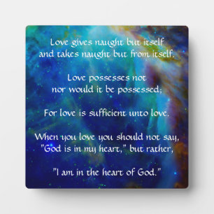 Plaque Photo Kahlil Gibran sur Love