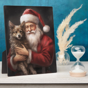Plaque Photo Kelpie australienne avec Noël au Père Noël