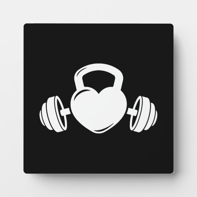 Plaque Photo Kettlebell Barbell Love - Gym Workout Motivational (Devant)