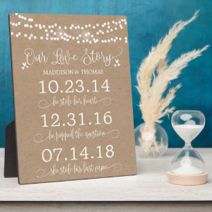 Plaque Photo Kraft éclaire notre histoire d'amour Décor Mariage