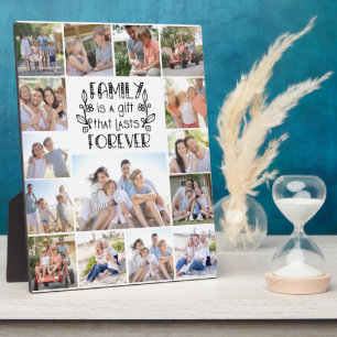 Plaque Photo La famille est un cadeau 15 Photo Collage