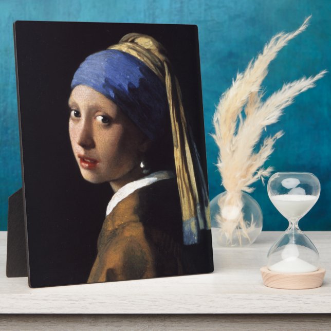 Plaque Photo La fille de Johannes Vermeer avec une oreille perl (Côté)