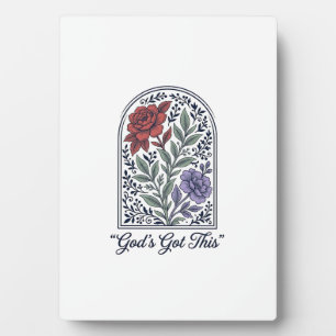 Plaque Photo La foi florale vintage de Dieu s'en charge