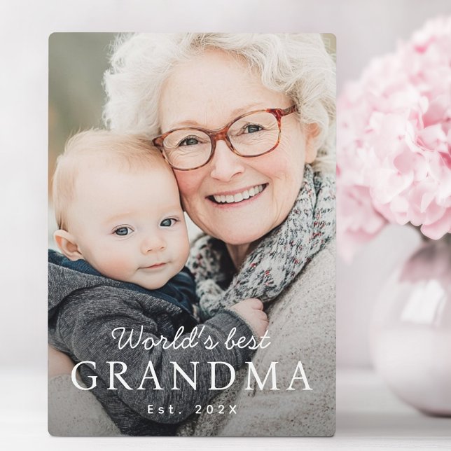 Plaque Photo La meilleure grand-mère du monde l'année dernière (World's best grandma grandmother est year plaque)