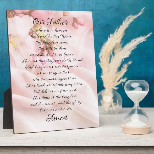 Plaque Photo La prière du Seigneur Élégant cadeau floral rose d (Côté)