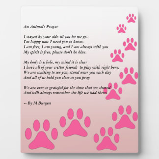 Plaque Photo La prière d'un animal -