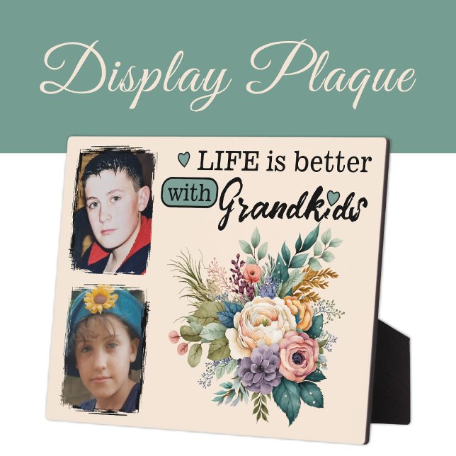 Plaque Photo La vie florale est meilleure 2 photo Grandkids gre (Créateur téléchargé)
