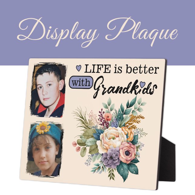 Plaque Photo La vie florale est meilleure 2 photo Grandkids vio (Créateur téléchargé)
