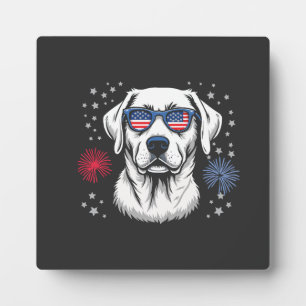 Plaque Photo Labrador patriotique avec lunettes de soleil USA