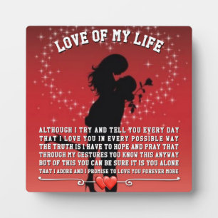 Plaque Photo L'Amour De Ma Vie
