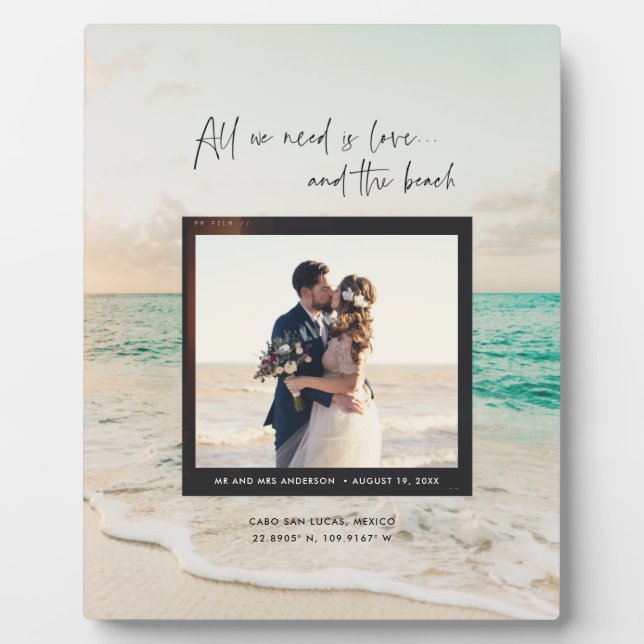 Plaque Photo L'amour et le mariage sur la plage (Devant)