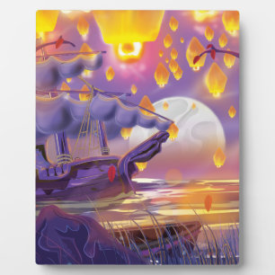 Plaque Photo Lampions chinois sur le lac