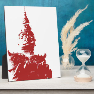 Plaque Photo Lao Giant Guardian .. Parc du Bouddha, Vientiane, 