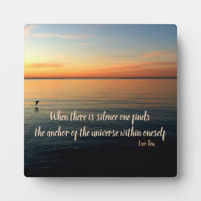 Plaque Photo Lao Tzu Silence Citation et Beach Sunrise (Devant)