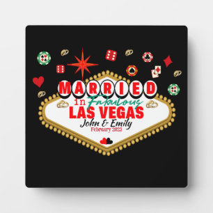 Plaque Photo Las Vegas Marié Couple Correspondant Vacances Neva