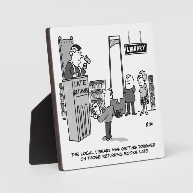 Plaque Photo Late Library Book. Peine sévère. Drôle (Recto)