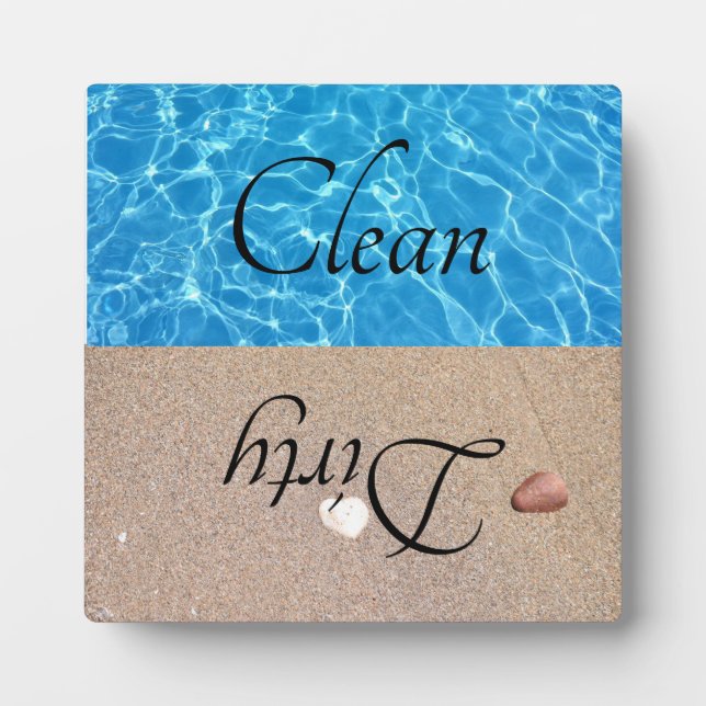 Plaque Photo Lave-vaisselle propre sale Plage Eau (Devant)