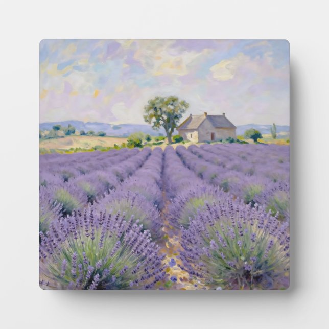 Plaque Photo Lavender Fields Provence Cottage Impressionist (Devant)