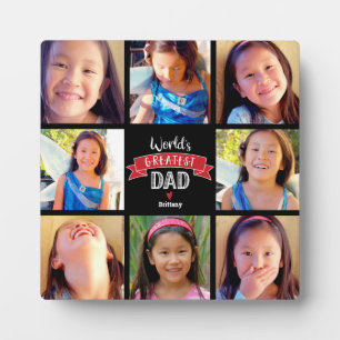 Plaque Photo Le plus grand papa du monde Rouge 8 photo Collage 