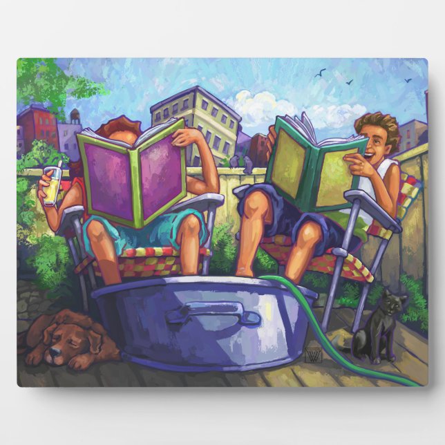 Plaque Photo Lecture en été (Devant)