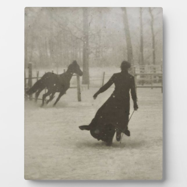 Plaque Photo L'Entraîneur De Cheval Par Felix Thiollier 1899 (Devant)