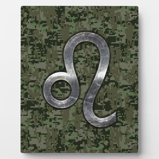 Plaque Photo Léo Zodiac Sign on Green Digital Camo (Devant)