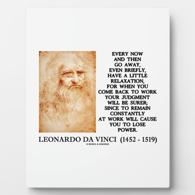 Plaque Photo Leonardo da Vinci Relaxation Travail Jugement Pouv (Devant)