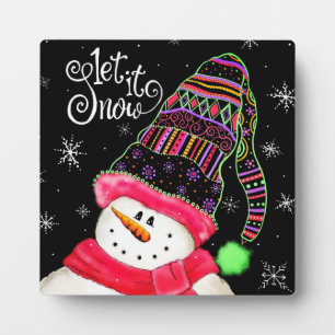 Plaque Photo ‘Let it Snow’ mignon Snowman