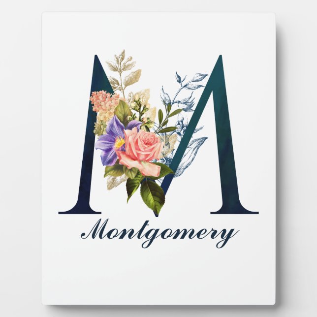Plaque Photo LETTRE M MONOGRAPHIQUE Florale FLASTIQUE (Devant)