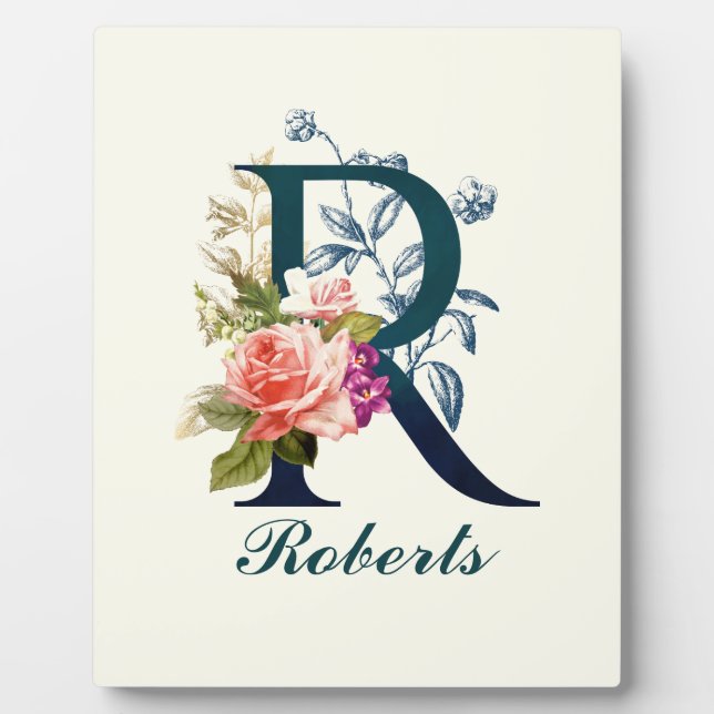 Plaque Photo LETTRE MONOGRAPHIQUE Florale R (Devant)